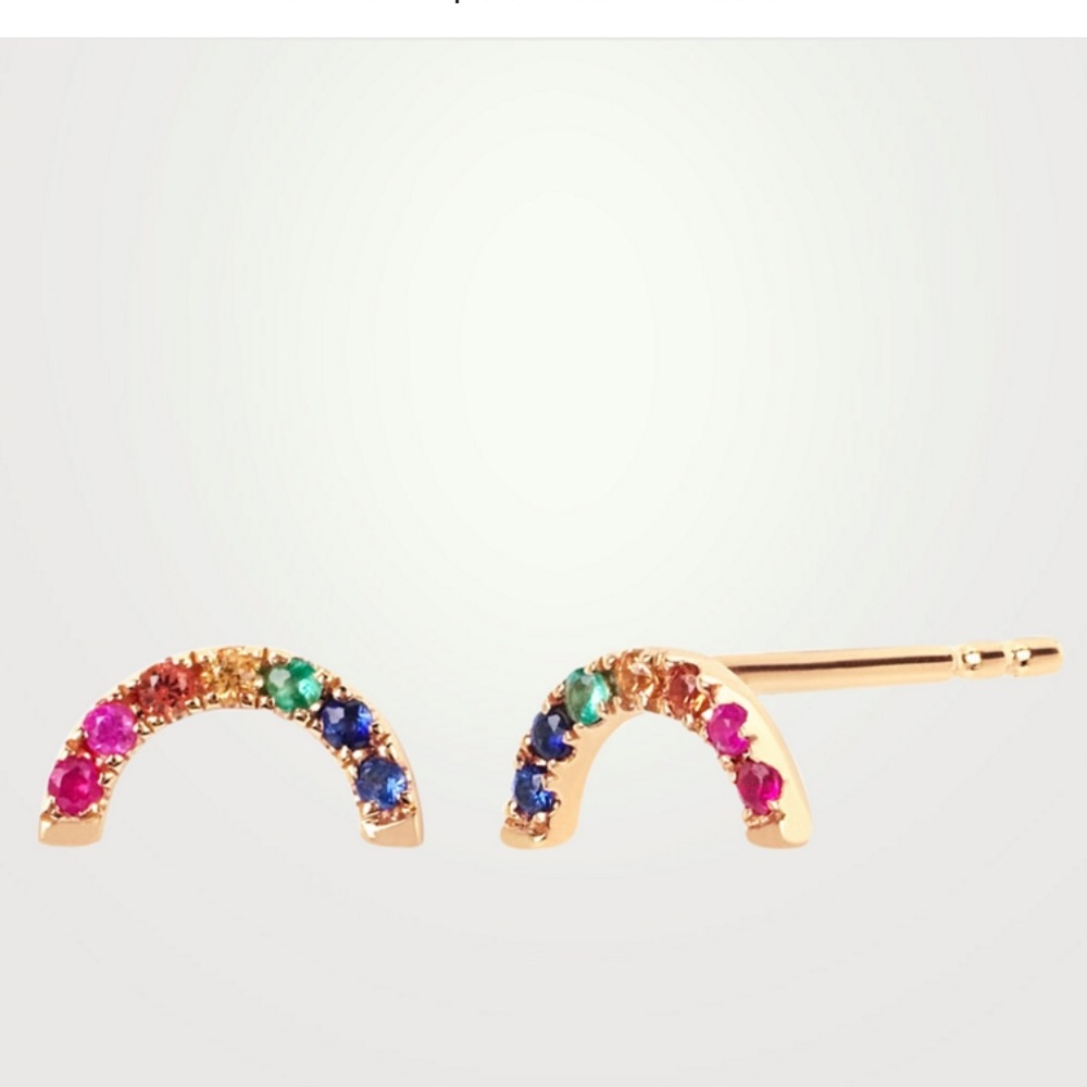 EF Collection 14K Gold Rainbow Stud Earrings